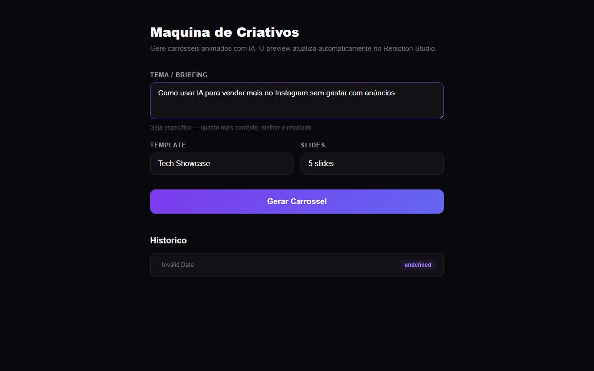Generator form: topic, template and number of slides